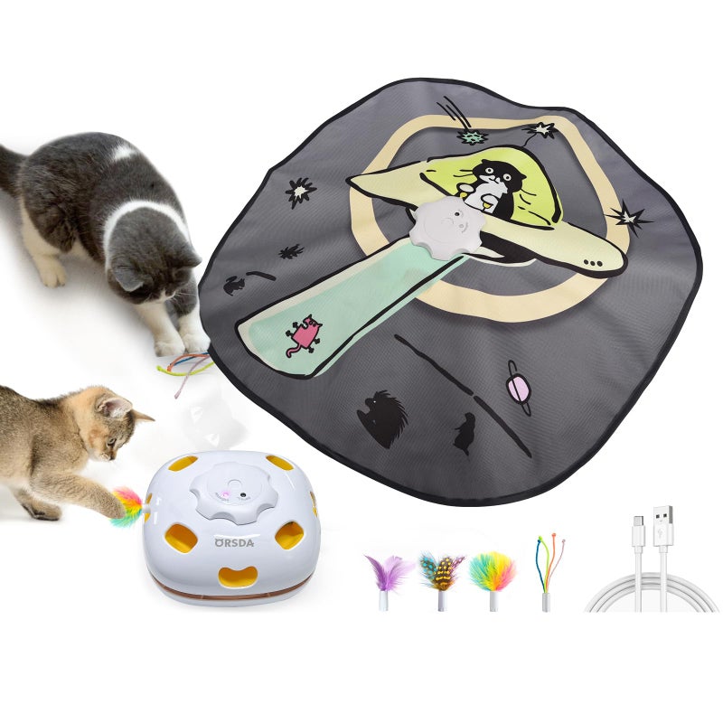 ORSDA 4 in 1 Interactive Cat Toys Automatic Cat Toys for Indoor Cats Kittens 8 Holes Mice WhackAMole Hide and Seek Smart Motion with 5PCS DIY Replacement Refills - Image 2