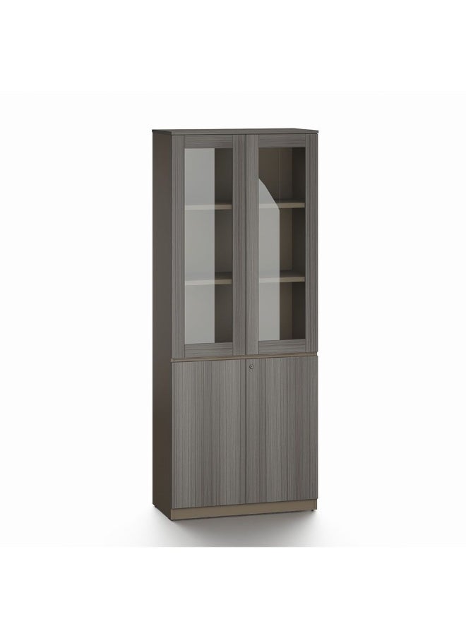 DANUBE HOME Eupen 4 Door Book Case Modern Design Organiser Cupboard Multifunctional Display Rack Book Case For Home Office L80Xw40Xh200Cm - Grey  - Image 2