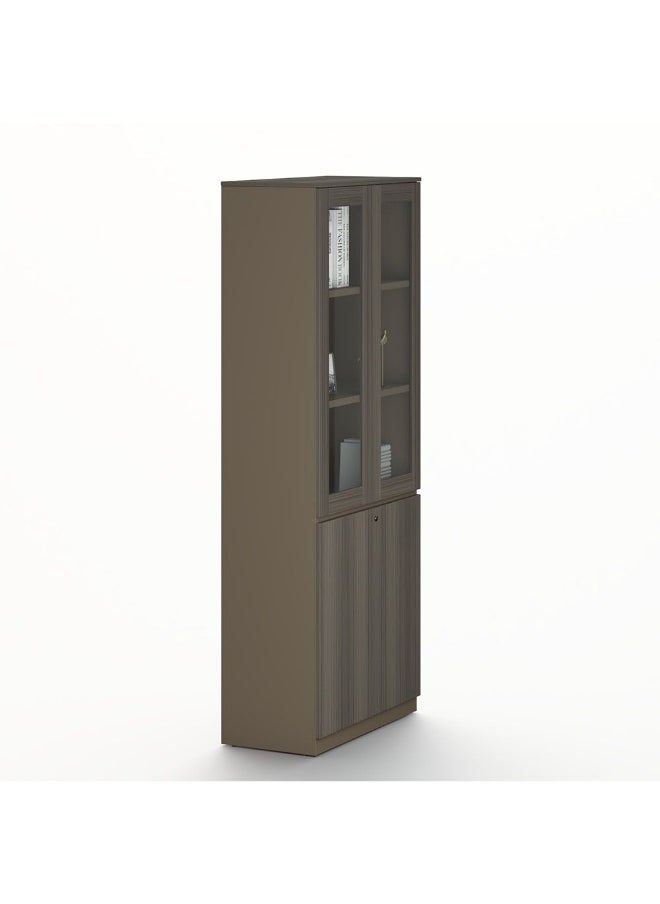 DANUBE HOME Eupen 4 Door Book Case Modern Design Organiser Cupboard Multifunctional Display Rack Book Case For Home Office L80Xw40Xh200Cm - Grey  - Image 3