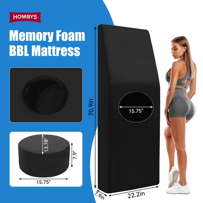 HOMBYS BBL Bed After Surgery for Sleeping with Hole,High Density Foam BBL Mattress with Hole,Brazilian Butt Lift Recovery Pillow After Surgery with Removable Cover (70.9x22.2x8in) - Image 3