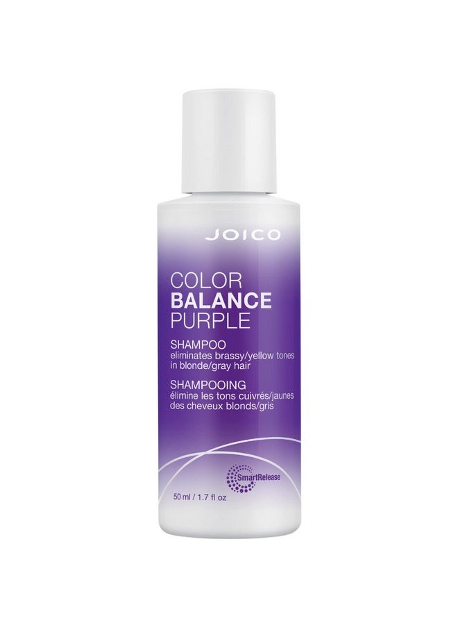 JOICO شامبو Color Balance Purple | للشعر الأشقر والرمادي البارد | التخلص من درجات اللون الأصفر النحاسي | تعزيز حيوية اللون ولمعانه | حماية من الأشعة فوق البنفسجية | بزيت ثمر الورد ومستخلص الشاي الأخضر | 1.7 أونصة سائلة  - Image 1