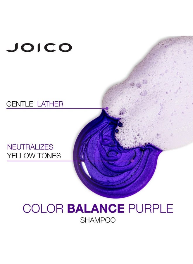JOICO شامبو Color Balance Purple | للشعر الأشقر والرمادي البارد | التخلص من درجات اللون الأصفر النحاسي | تعزيز حيوية اللون ولمعانه | حماية من الأشعة فوق البنفسجية | بزيت ثمر الورد ومستخلص الشاي الأخضر | 1.7 أونصة سائلة  - Image 5