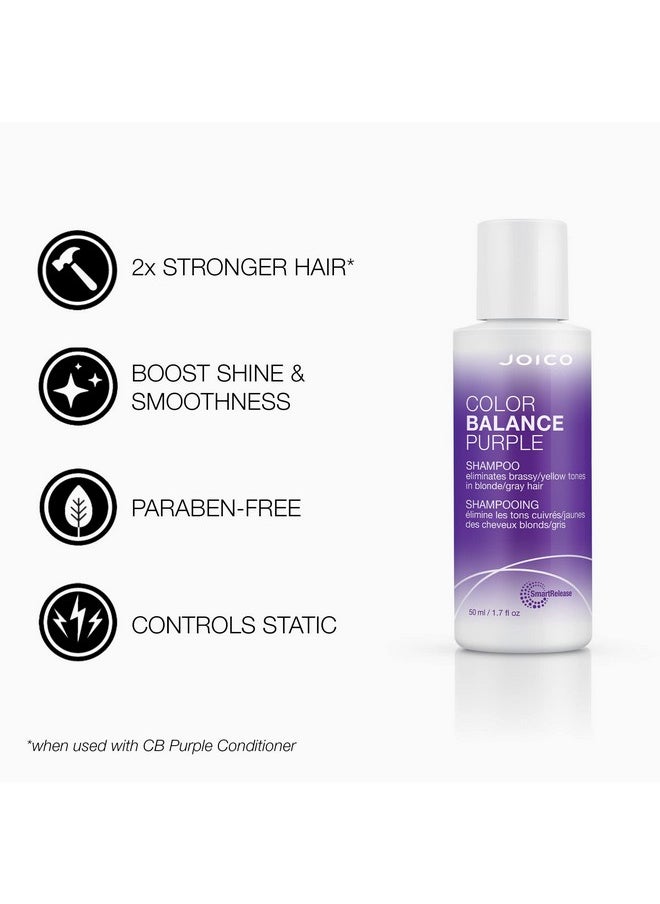 JOICO شامبو Color Balance Purple | للشعر الأشقر والرمادي البارد | التخلص من درجات اللون الأصفر النحاسي | تعزيز حيوية اللون ولمعانه | حماية من الأشعة فوق البنفسجية | بزيت ثمر الورد ومستخلص الشاي الأخضر | 1.7 أونصة سائلة  - Image 3