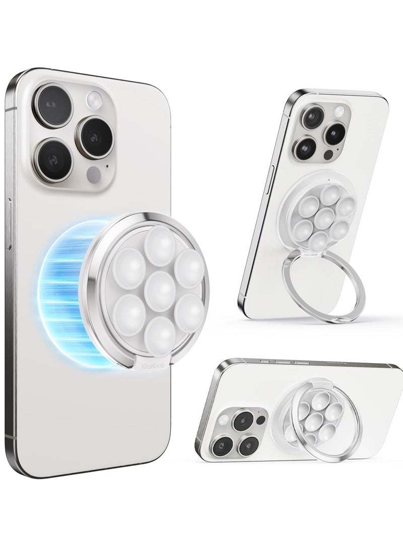 General Magnetic Suction Cup Phone Mount Compatible with MagSafe, Phone Suction Grip with Adjustable Ring Stand for iPhone 15/14/13/12 Series, Hands-Free Phone Grip Holder for TikTok Videos and Selfies, Black  - Image 1