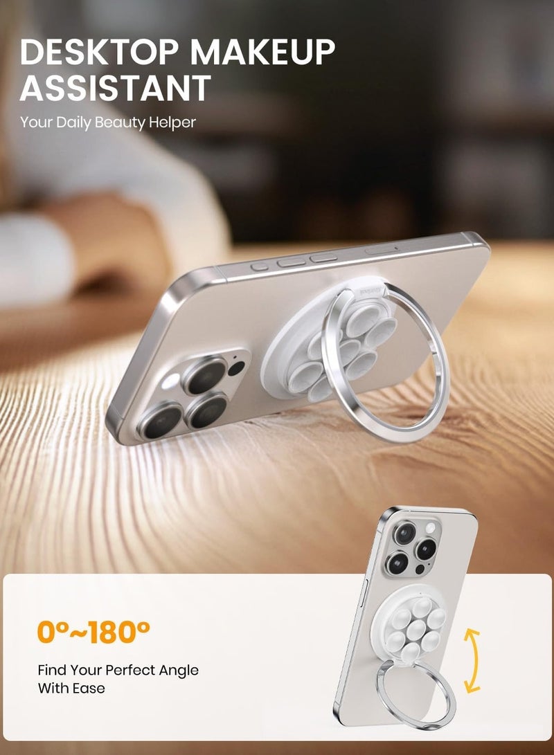 General Magnetic Suction Cup Phone Mount Compatible with MagSafe, Phone Suction Grip with Adjustable Ring Stand for iPhone 15/14/13/12 Series, Hands-Free Phone Grip Holder for TikTok Videos and Selfies, Black  - Image 5