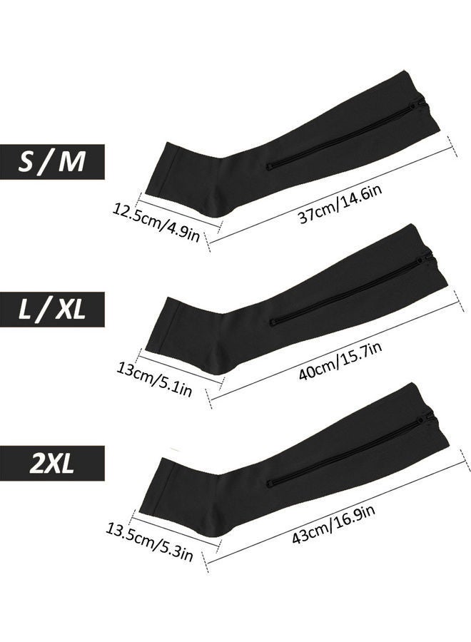 XiuWoo 2 Pair Compression Socks Zipper Leg Calf Sleeves Toeless for Running Hiking Climbing Driving Standing Flight Swelling Pain Relieve L - Image 4