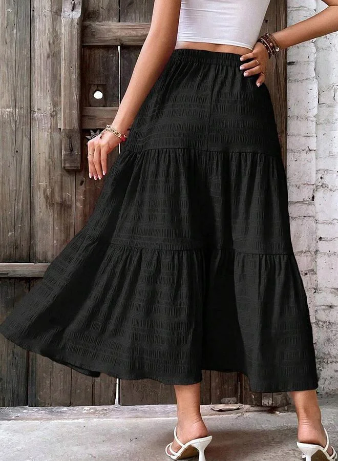 Take Two Women Elastic Waist Textured  Maxi Skirt