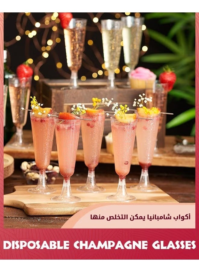 EETU 40 Premium Plastic Champagne Flutes,Silver Glitter 5oz - Reusable Champagne Glasses,Cocktail Glasses,Mimosa Glasses For Cocktails,Dessert For Parties,Weddings - Image 2