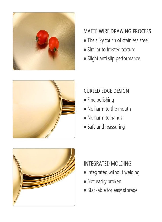 ICSTM Stainless Steel Plates,8Inch Toddlers Kids,Perfect for Snack Candy Pizza Fruit Camping Etc.No Plastic and Dishwasher Safe (2, Golden) - Image 4