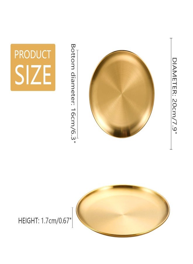 ICSTM Stainless Steel Plates,8Inch Toddlers Kids,Perfect for Snack Candy Pizza Fruit Camping Etc.No Plastic and Dishwasher Safe (2, Golden) - Image 3