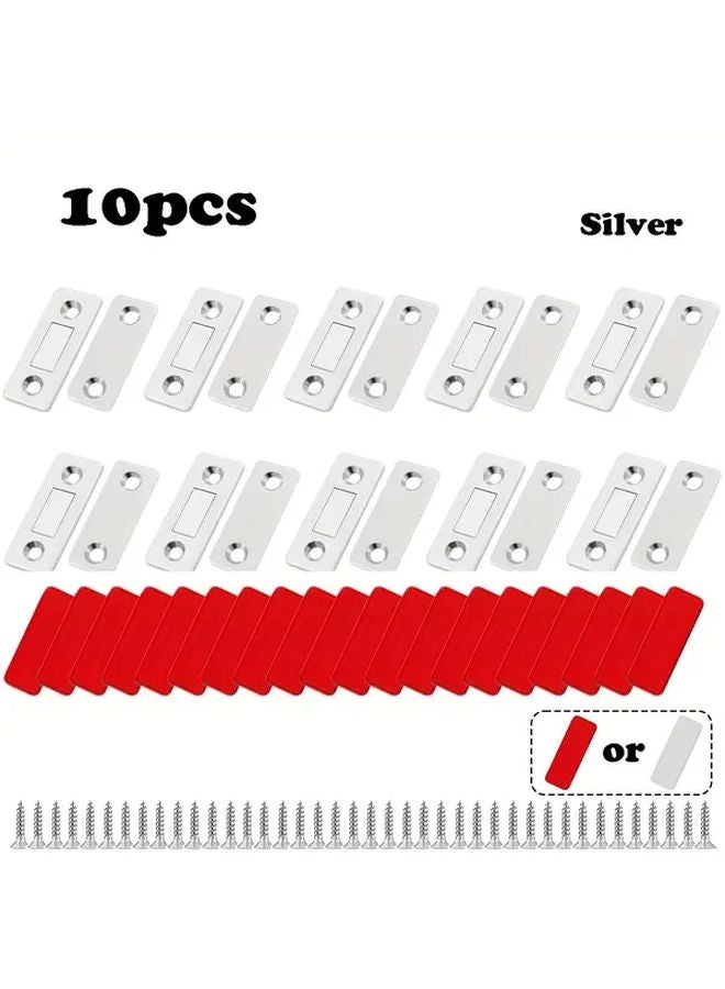 10 قطعة من أقفال الأبواب المغناطيسية الفضية الثقيلة بدون حفر تثبيت قوي - Image 1