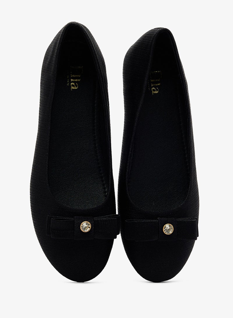 ELLA Textured Classic Ballet Flat With Bow - Image 3