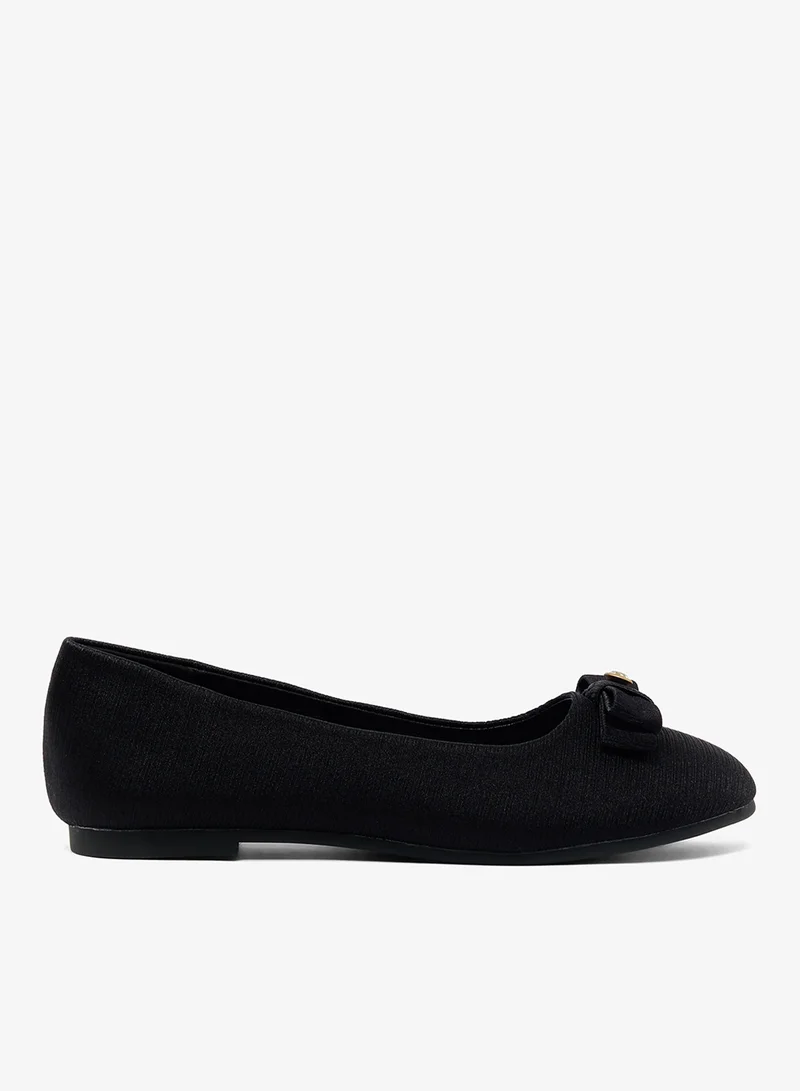ايلا Textured Classic Ballet Flat With Bow