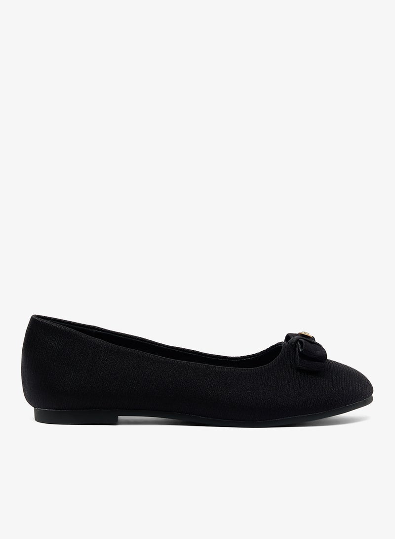 ELLA Textured Classic Ballet Flat With Bow - Image 1