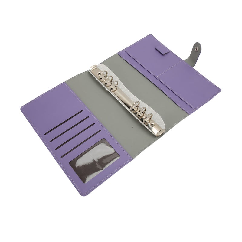 Money Saving Binder Waterproof PU Leather A5 Budget Binder with 100 Cash Envelope for Kids Adults Purple - Image 2