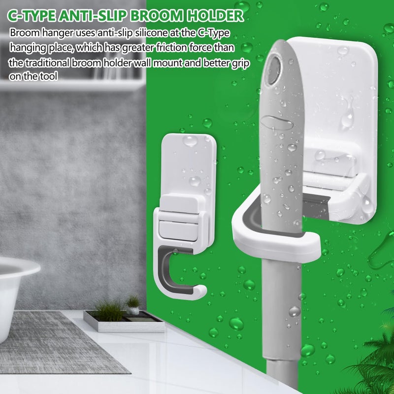 Tinkeep 3pack Broom and Mop Holder Wall Mount No Drill Mop and Broom Gripper Mop Handle Hanger Household Cleaning Organizer, Holds up to 6 lb - Image 4
