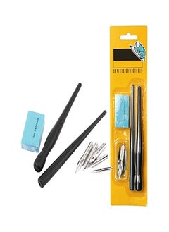 Generic Black Comic Dip Pen Set Ink Writing Calligraphy Pen Artists Drawing Cartoon Pens with 5 Replacement Nibs for Comic Calligraphy Pen-and-Ink Drawing  - Image 1