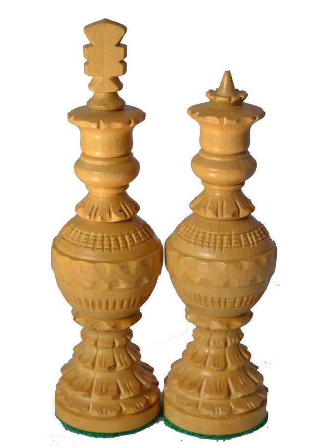 ChessBazar مجموعة شطرنج بتصميم كروي بحجم 5 بوصات، مكونة من 32 قطعة شطرنج خشبية مرجحة مصنوعة يدويًا  - Image 4