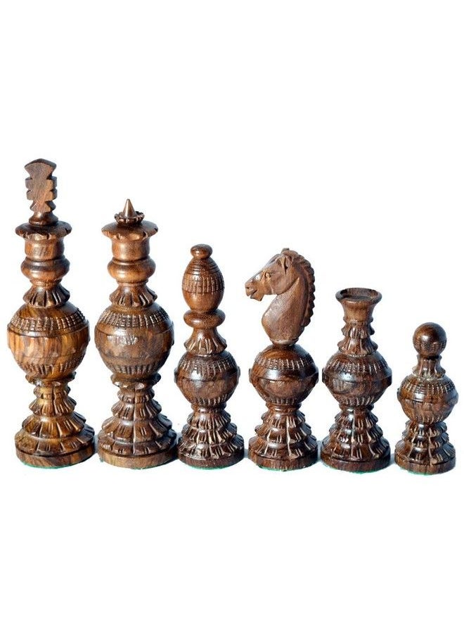 ChessBazar مجموعة شطرنج بتصميم كروي بحجم 5 بوصات، مكونة من 32 قطعة شطرنج خشبية مرجحة مصنوعة يدويًا  - Image 1