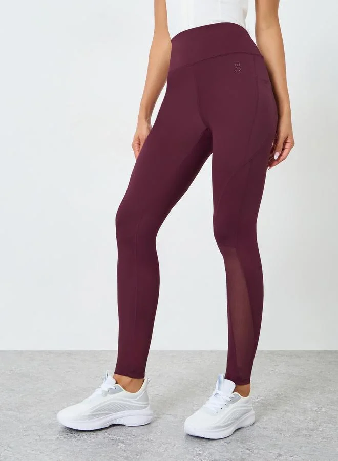 Styli Active Women Calf Mesh Insert Rubber Logo 7/8 Leggings