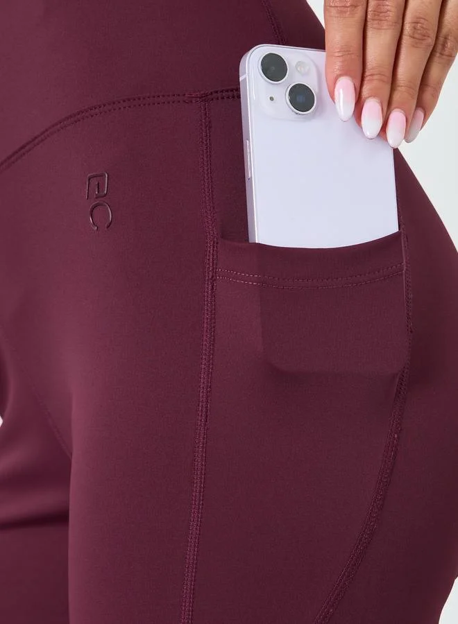 Styli Active  Women Calf Mesh Insert Rubber Logo 7/8 Leggings for Women | Best Price UAE