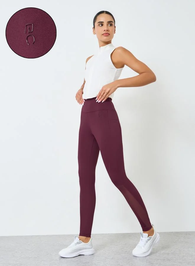 Styli Active Women Calf Mesh Insert Rubber Logo 7/8 Leggings