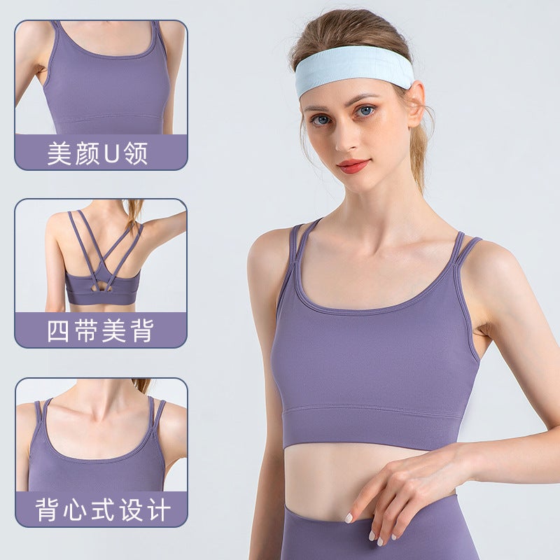 2026 Autumn/Winter New Cross-Back Sports Bra Tight-Fitting Women'S Medium-Intensity Yoga Fitness Thin Strap Bra - Image 3
