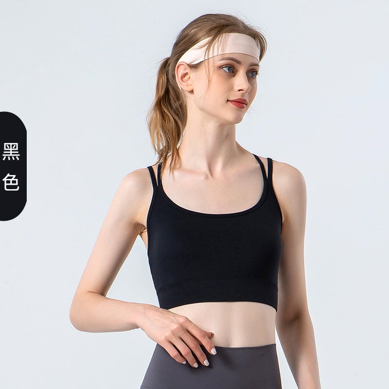 2026 Autumn/Winter New Cross-Back Sports Bra Tight-Fitting Women'S Medium-Intensity Yoga Fitness Thin Strap Bra - Image 1