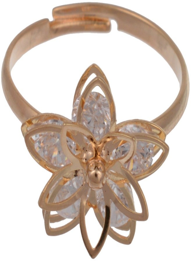 High Trendz Gold Plated Cz Diamond Adjustable Ring for Girls - Image 1