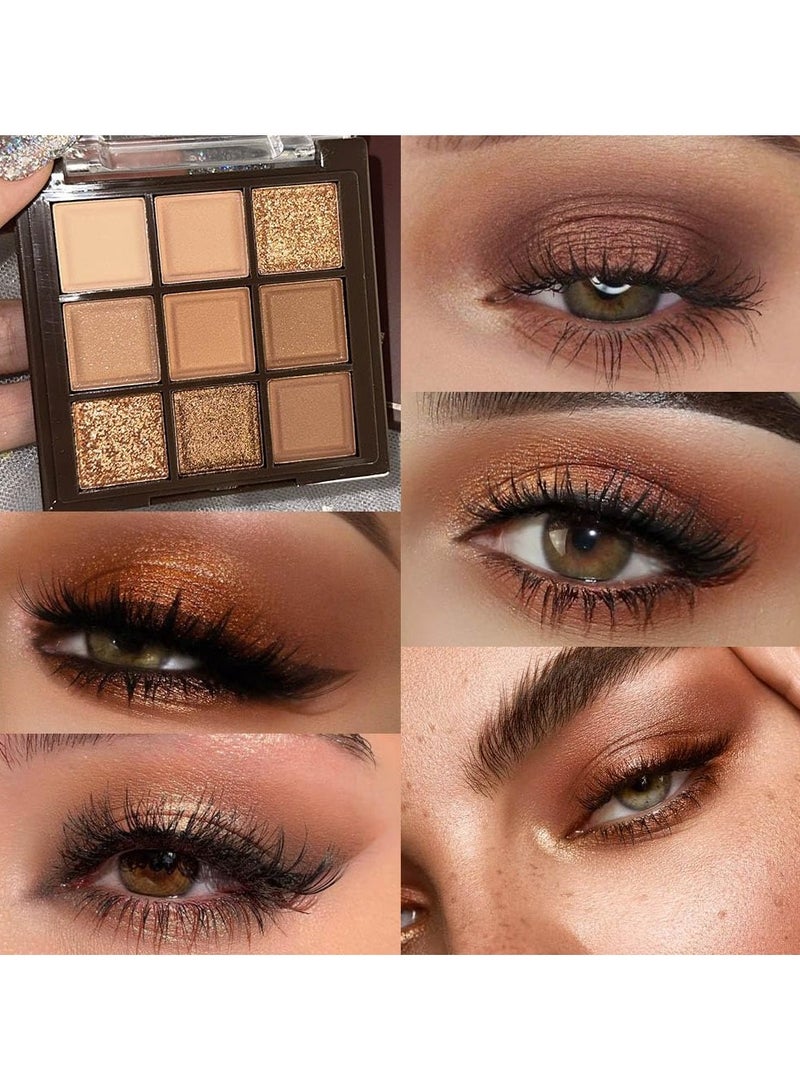 dikalu لوحة ظلال عيون نود بـ 9 ألوان، ظل عيون كريمي مات بني برونزي، لوحة ظلال عيون طبيعية محايدة عالية الصبغة، تدوم طويلاً ومقاومة للماء وسهلة الدمج - Image 2