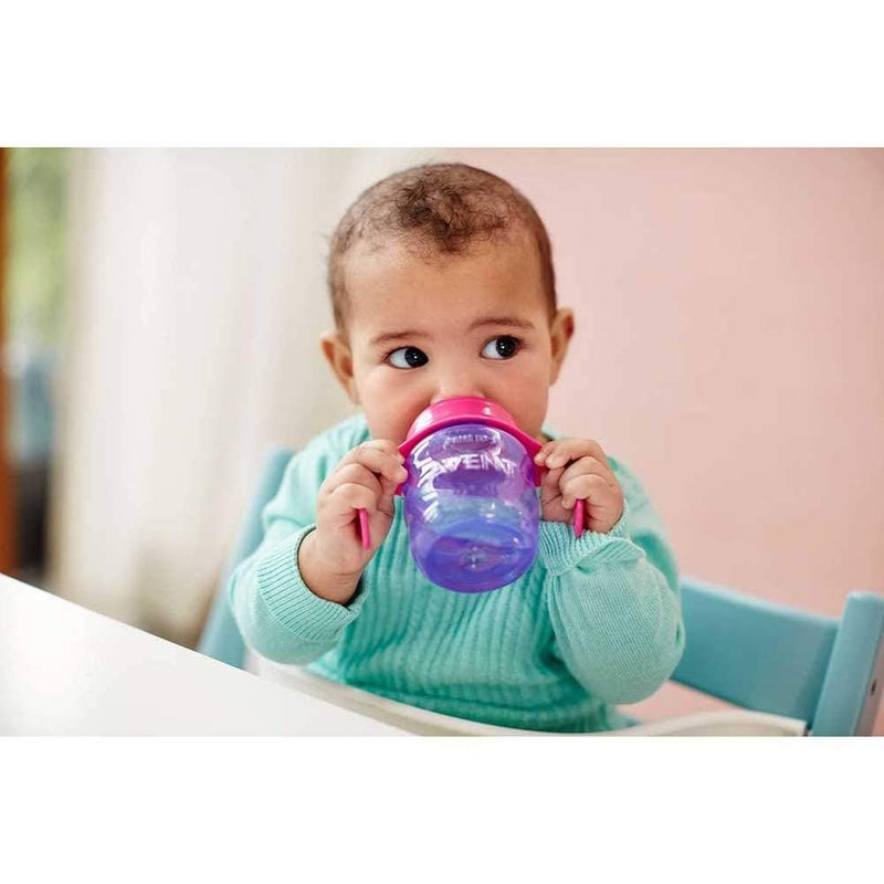 AVENT Philips Silicone Classic Spout Cup with Handle | Pink/Purple | 200ml (SCF551/03) - Image 4