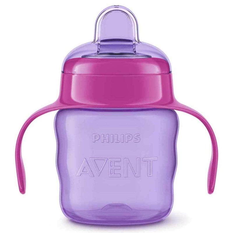 AVENT Philips Silicone Classic Spout Cup with Handle | Pink/Purple | 200ml (SCF551/03) - Image 1