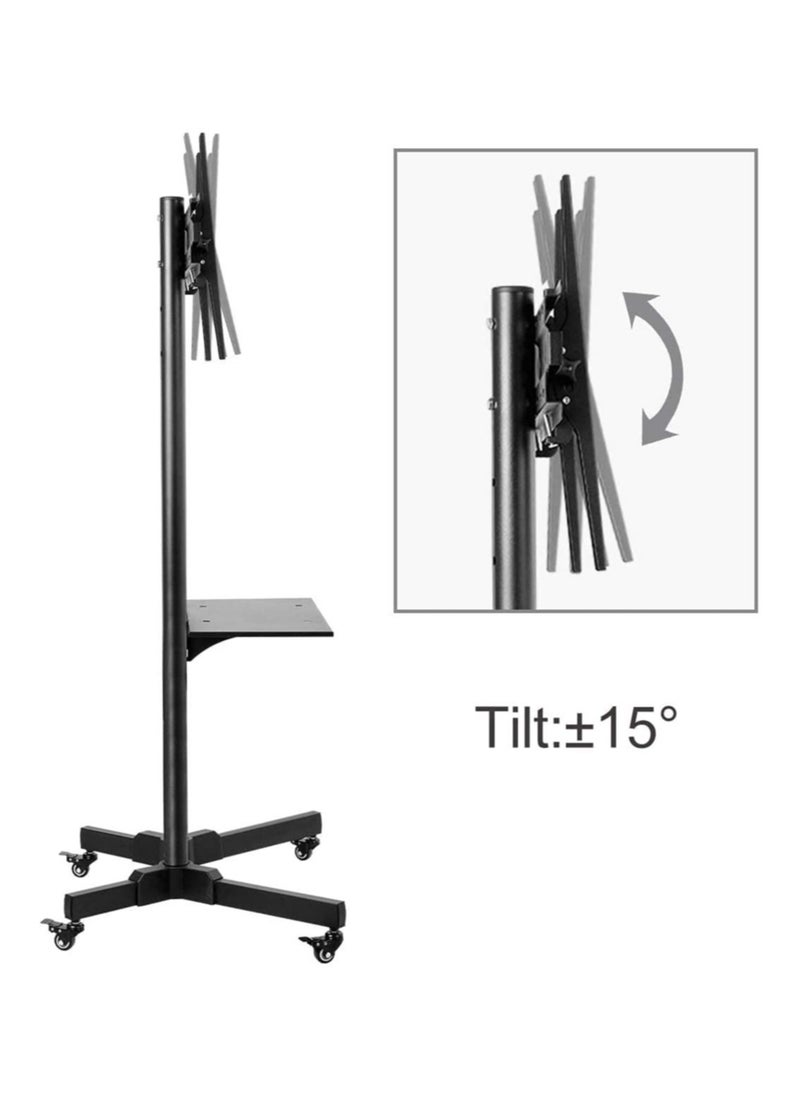 Mobile Rolling TV Cart with Lockable Wheels for 32-65inch LED Screen AV Carts & Stands, Tall TV Stand with Mount Height Adjustable Floor TV Stand Holds Up to 50KG Max VESA 600x400mm