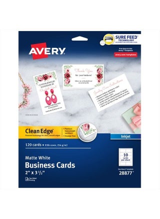Avery Two-Side Printable Clean Edge Business Cards for Inkjet Printers, White, Matte, Pack of 120 (28877) - pzsku/ZD49A63A55B2DE25A40A6Z/45/_/1684441972/2c4c9516-2a18-44c8-bd33-70024acb7b6b