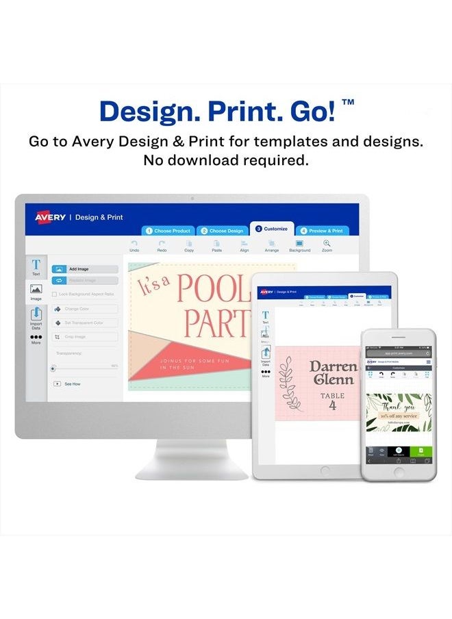 Avery Two-Side Printable Clean Edge Business Cards for Inkjet Printers, White, Matte, Pack of 120 (28877)