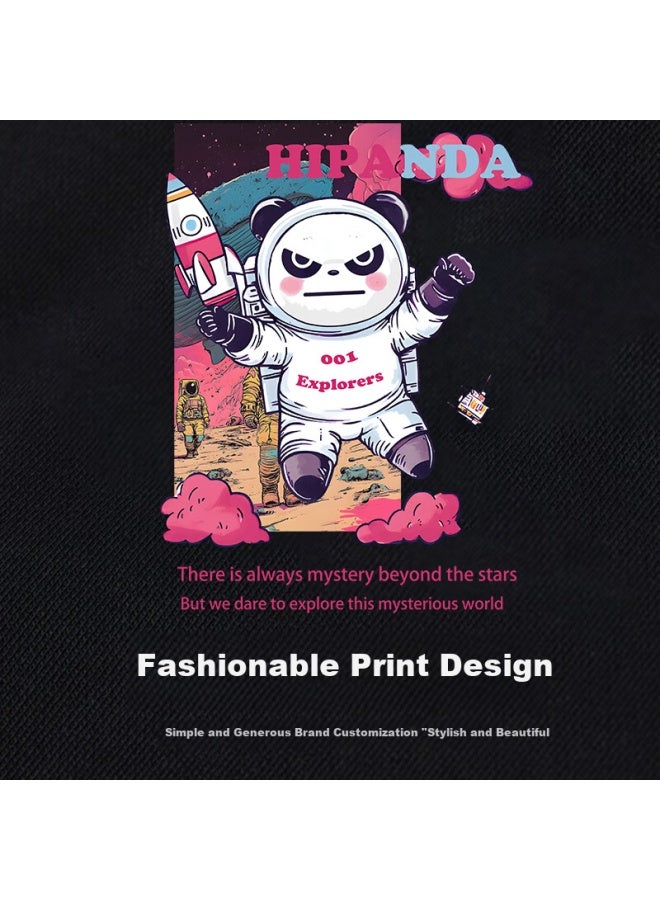 Hipanda Uni Hoodie, Autumn Space-themed Print Trendy Loose Casual Top For Men And Women, Black, 3XL - Image 4