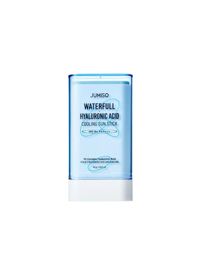 JUMISO Waterfull Hyaluronic Acid Cooling Sunstick SPF 50+ PA++++ Lightweight No White Cast Korean 18g - Image 1
