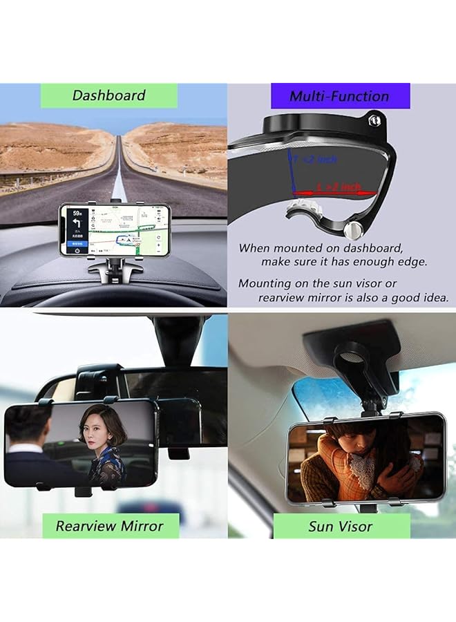 Flamingo Car Phone Mount 360 Degree Rotation Dashboard Cell Phone Holder For Car Clip Mount Stand Suitable For 4 To 7 Inch Smartphones - Image 3