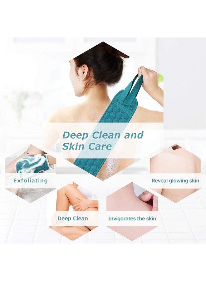 SANGOZ'S Exfoliating Back Scrubber for Shower, Bath Scrub Loofah Sponge, Gloves Mitt for Body Exfoliation, 3 Pcs Bathroom Accessories Back Brush Washer Exfoliator for Men and Women(MultiColor) - Image 2