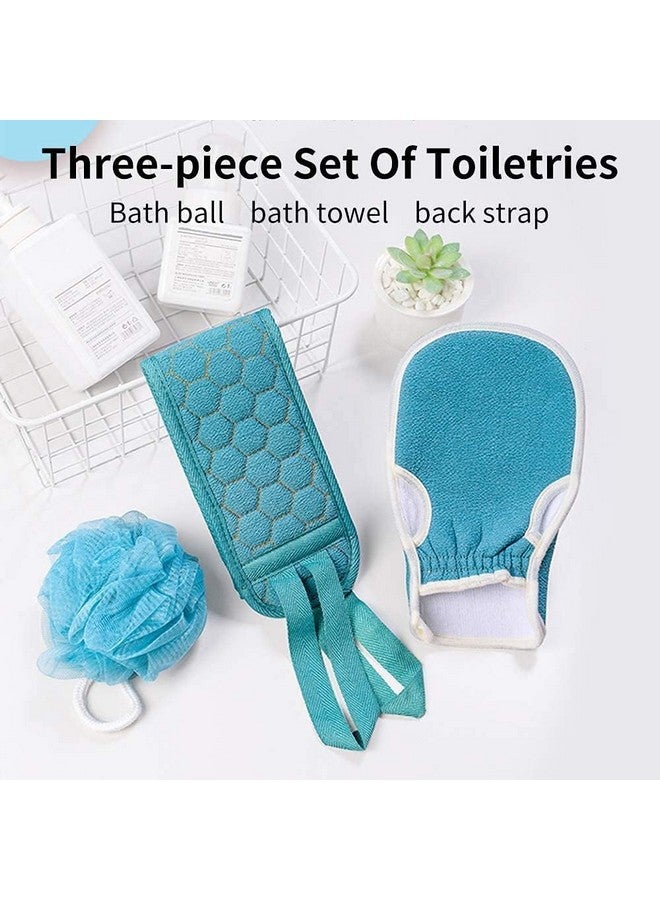 SANGOZ'S Exfoliating Back Scrubber for Shower, Bath Scrub Loofah Sponge, Gloves Mitt for Body Exfoliation, 3 Pcs Bathroom Accessories Back Brush Washer Exfoliator for Men and Women(MultiColor) - Image 5