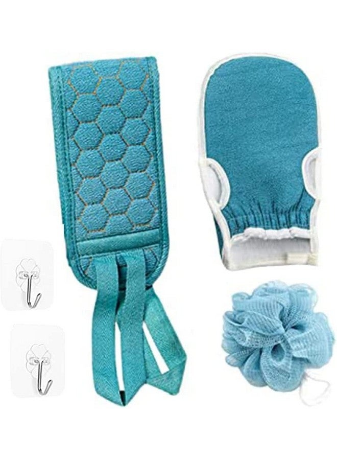 SANGOZ'S Exfoliating Back Scrubber for Shower, Bath Scrub Loofah Sponge, Gloves Mitt for Body Exfoliation, 3 Pcs Bathroom Accessories Back Brush Washer Exfoliator for Men and Women(MultiColor) - Image 1