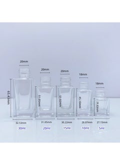 5ml Tetragonal Essential Oil Bottle 10ml Square Essential Oil Bottle 15ml Sub-bottle 20ml Emulsion 30ml Foundation Liquid Bottle-Colour:Transparent (light Bottle)+15ml+glass+15ml+glass-Capacity:Transparent (light Bottle)