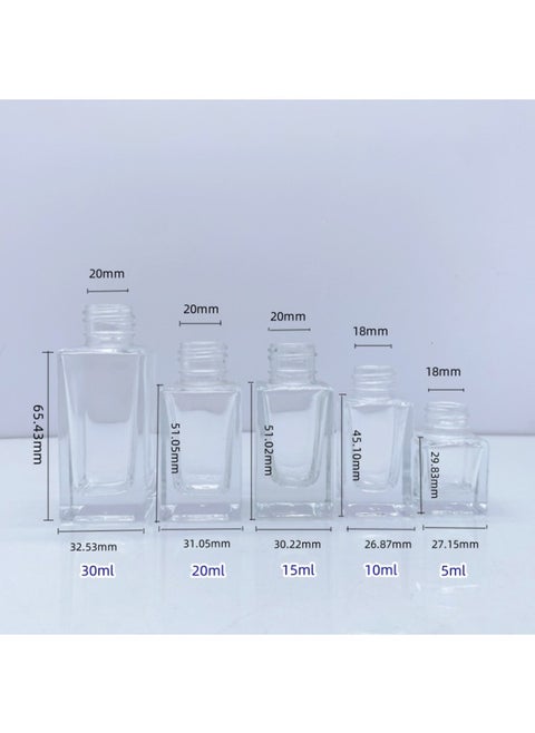 5ml Tetragonal Essential Oil Bottle 10ml Square Essential Oil Bottle 15ml Sub-bottle 20ml Emulsion 30ml Foundation Liquid Bottle-Colour:Transparent (light Bottle)+15ml+glass+15ml+glass-Capacity:Transparent (light Bottle)