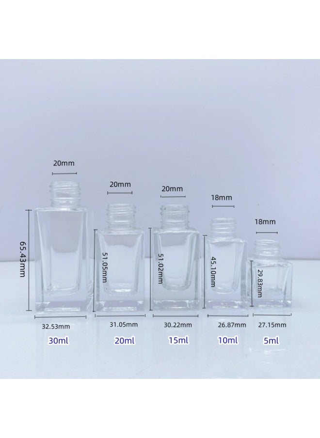Generic - 5ml Tetragonal Essential Oil Bottle 10ml Square Essential Oil Bottle 15ml Sub-bottle 20ml Emulsion 30ml Foundation Liquid Bottle-Colour:Transparent (light Bottle)+15ml+glass+15ml+glass-Capacity:Transparent (light Bottle) - Image 1