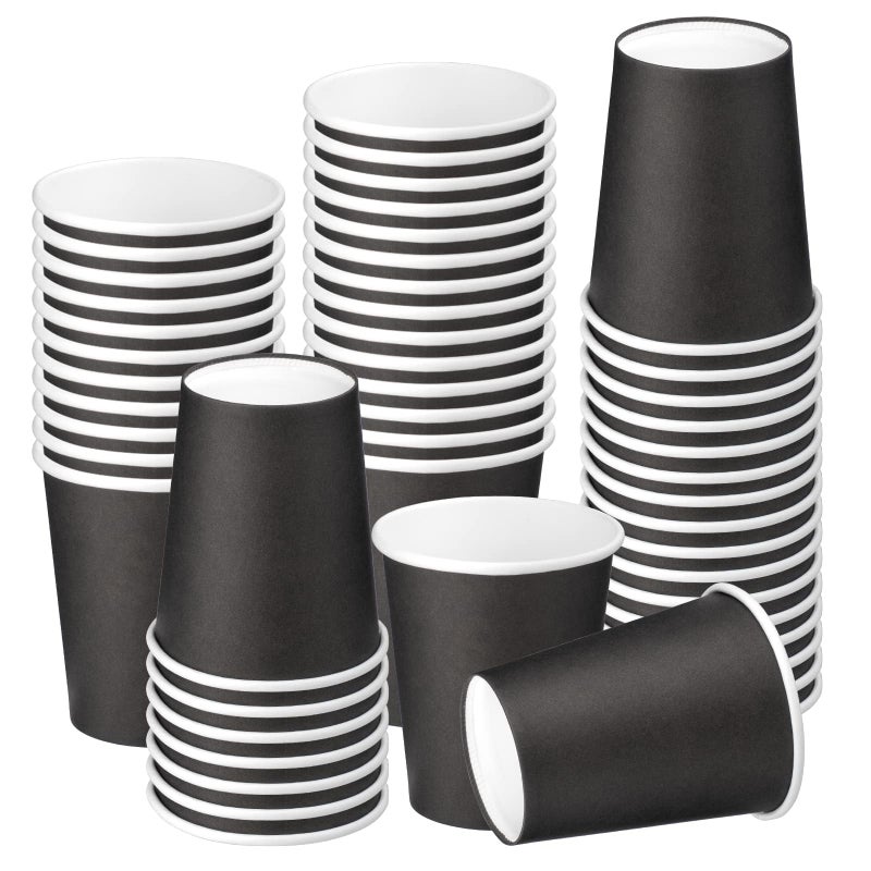 Nitlak 50 Pack 8oz Black Disposable Paper Coffee Cups Hot Cup Coffee Cups Paper Tea Cup Party Beverage Cups HotCold Beverage Drinking Cup for Office Party Restaurant Home