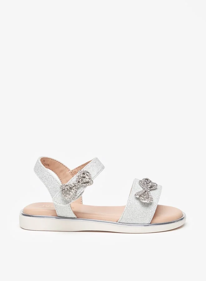 JUNIORS Girls Bow Embellished Sandals With Hook And Loop Closure