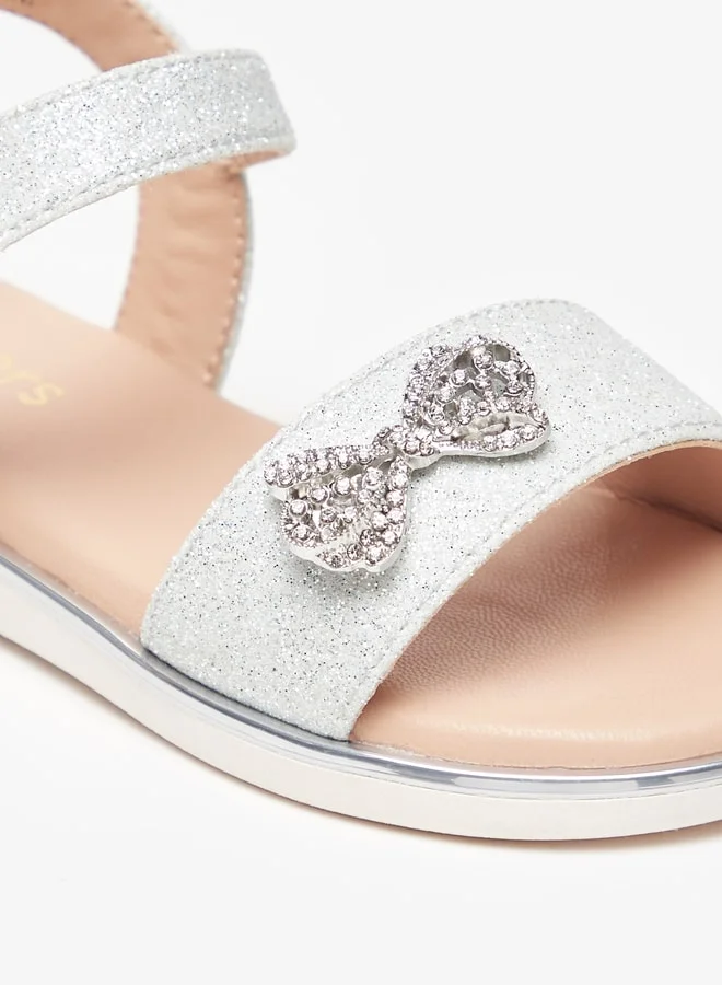 JUNIORS Girls Bow Embellished Sandals With Hook And Loop Closure