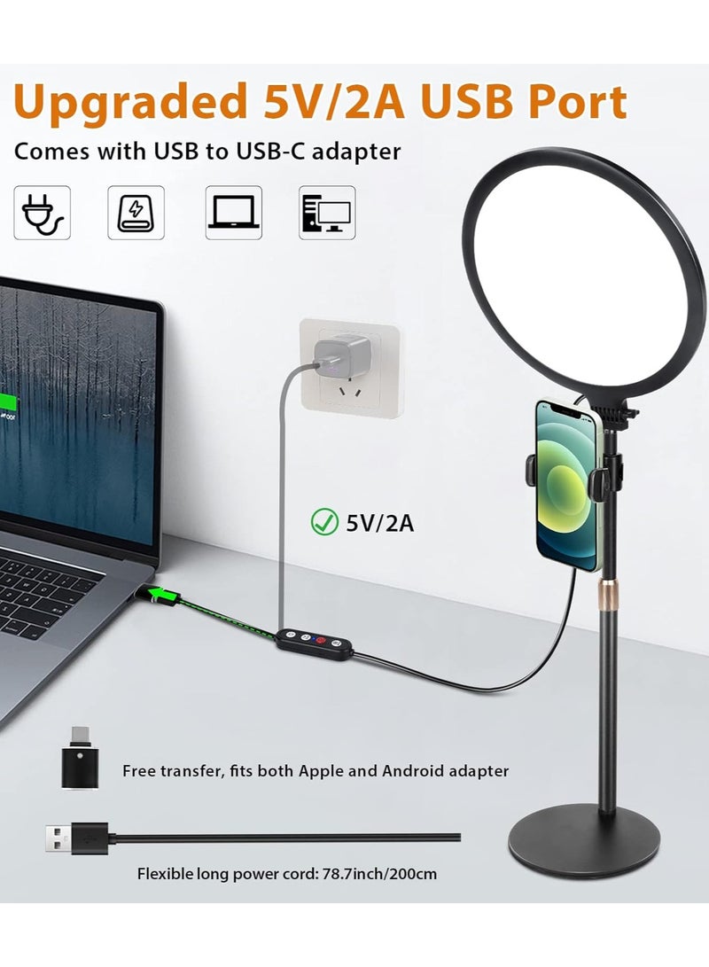 SPECTON Ring Light with Stand for Video Recording, 10.5 inch Full-Screen Desktop Ringlight for Laptop Phone, Dimmable LED Ring Light Desk Selfie Light Kit for Computer Zoom Calls Live Streaming Makeup - Image 2