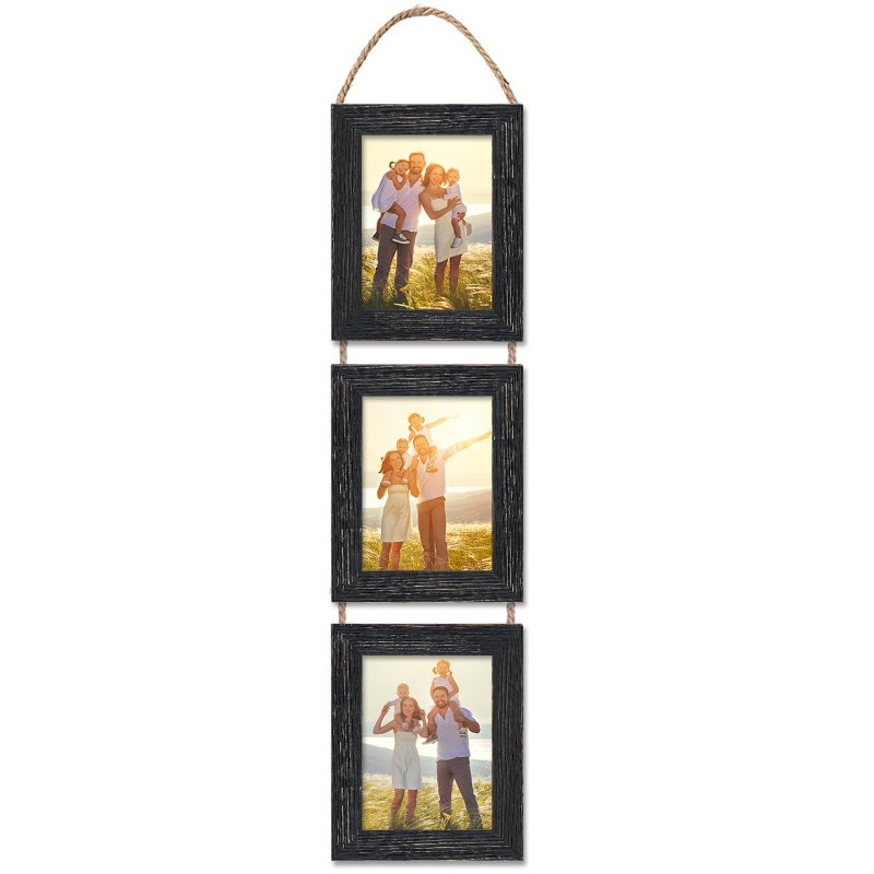 VMUZEDER 4x6 Wall Hanging Picture Frames Collage with 3 Opening Frames Black - Image 1