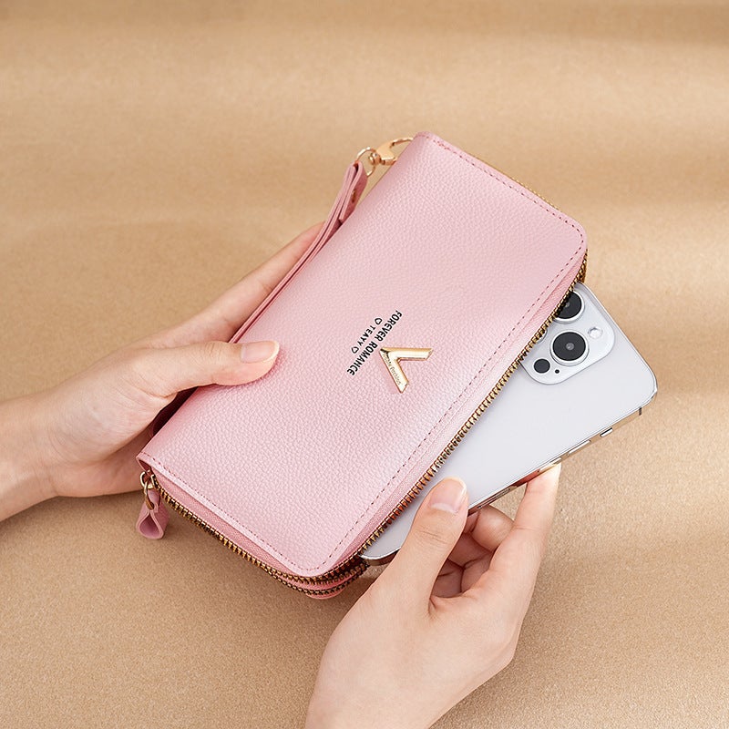 Multifunctional Solid Color PU Leather Wallet, RFID Blocking Design Portable Daily Storage Purse for Cards Cash Coin Business Use - Image 3